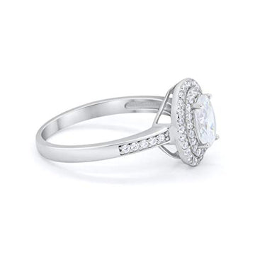 Art Deco Oval Wedding Ring Simulated Cubic Zirconia 925 Sterling Silver